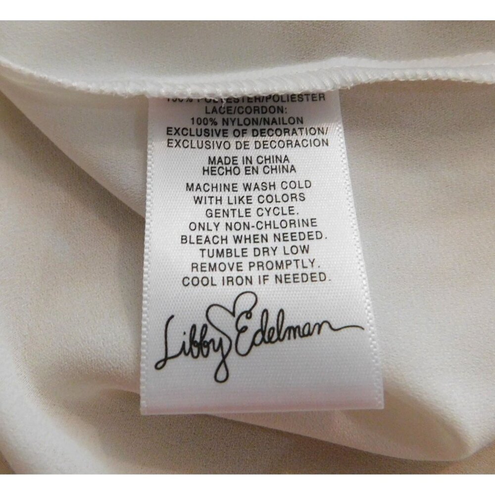 Libby Edelman Blouse XL Ivory Off-White Lace Trim Long Sleeve BoHo - Picture 10 of 10